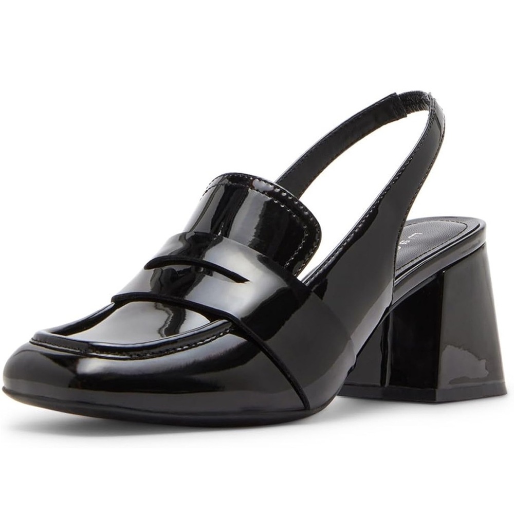 Madden Girl Black Patent Leather Britanna Slingback Heels
